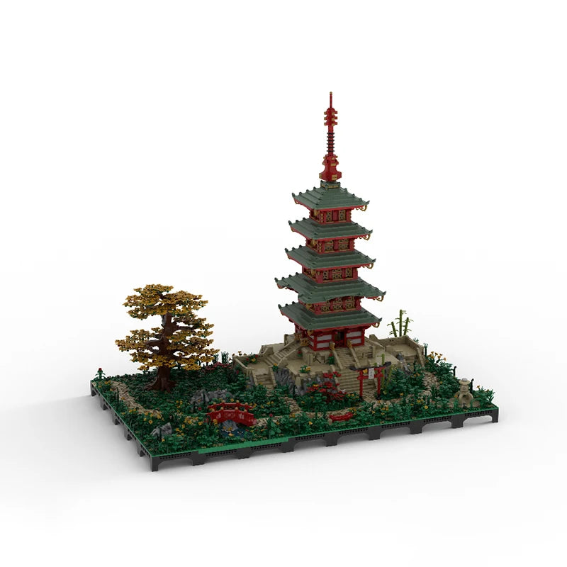Exquisite new MOC building block model, Chinese style architectural pagoda technology, modular children's toy gift DIY set