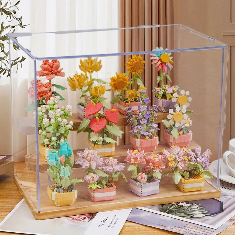 DIY Potted Plants Model Flower Succulents Building Blocks Everlasting Flower Bonsai Tree Gardens Romantic Bricks Kids Kits Toys