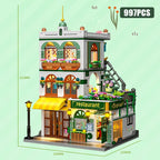 Creative 997Pcs Street View Chinese Restaurant Model Building Blocks City Three Floor Architecture Mini Bricks Toys For Kid Gift
