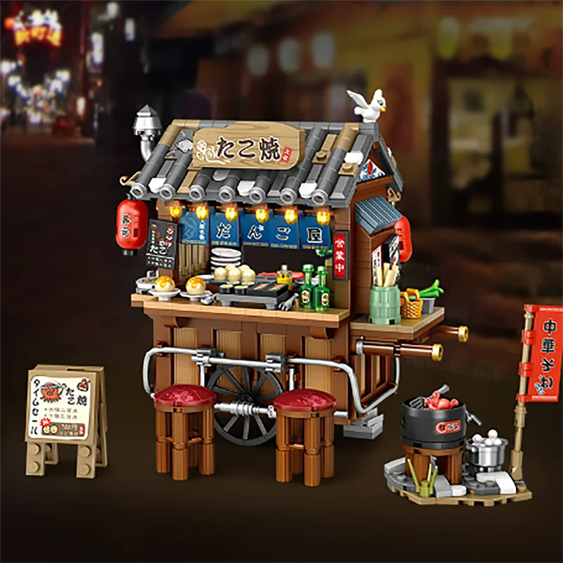 Street View Series Building blocks Izakaya Shaved Ice Shop Takoyaki Shop Coffee shop Panda Tea House model children's gift - CADA BRICKS®