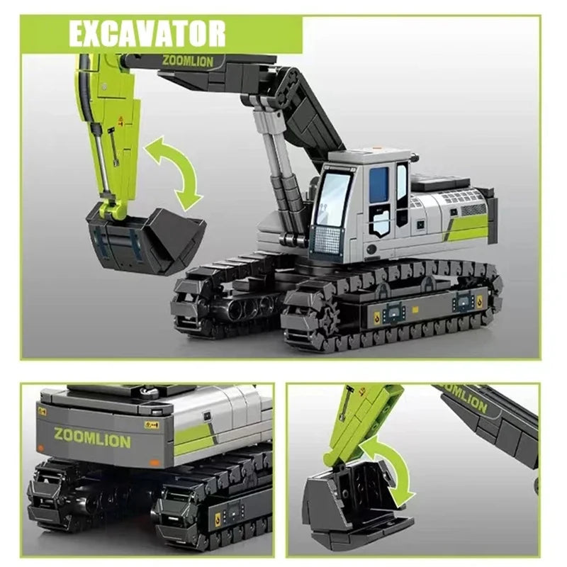 City Engineering Trucks Building Blocks Crane Bulldozer Excavator Childrens Car Construction MOC Bricks Sets Toys For Kids Gifts