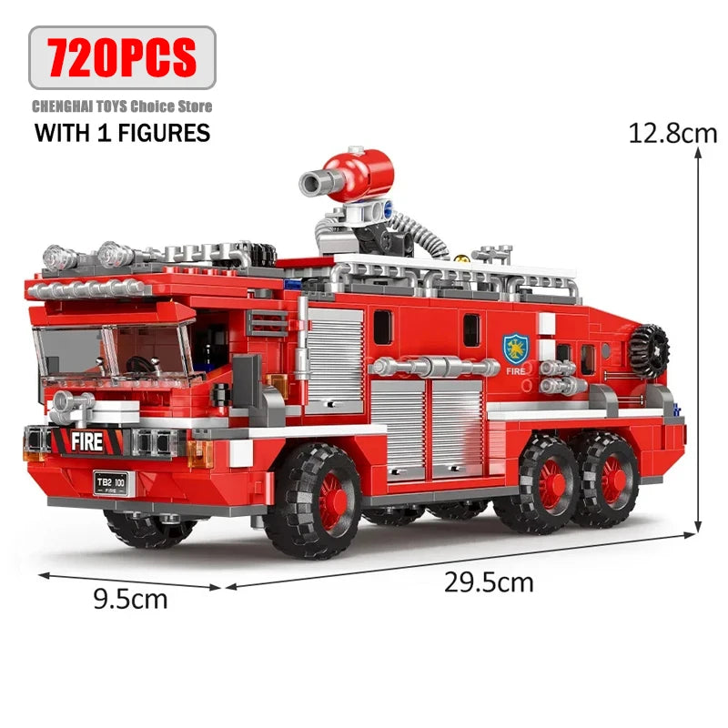 Simulation City Firefighter Rescue Engineering Vehicle Movable Building Block Fire Trucks Model Kit Childrens Assembled Toy Gift - CADA BRICKS®