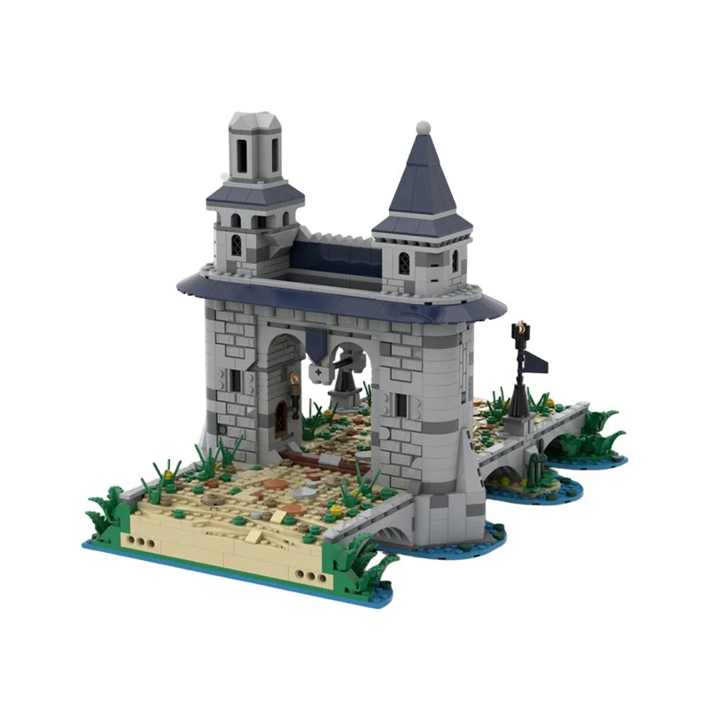 MOC-204651 Medieval Bridge – Dice Tower Building Block Model  Brick Particle Set Creative Gifts Film Vintage Classic DIY 1471PCS