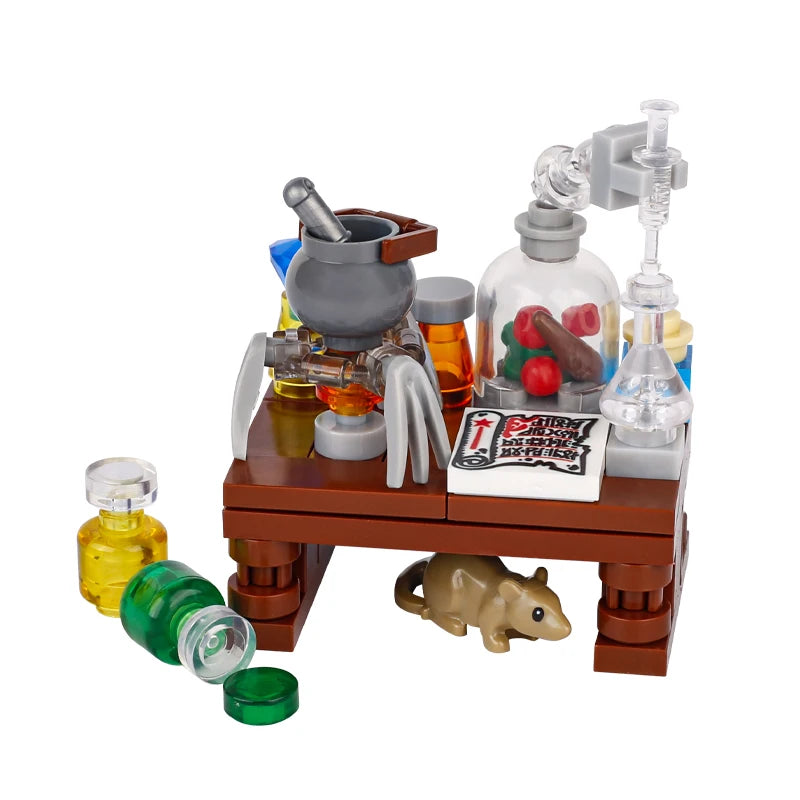 Magic Potion Crafting Blocks – Medieval Alchemy Lab, Witches’ Workbench, Crystal Jars & Furniture Bricks Educational Toy