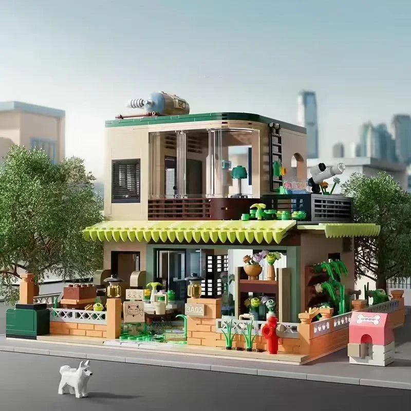 Creative City Japanese Style Range Single-family Villa flower house Building Blocks  Architecture Bricks Toys for Kid Gifts