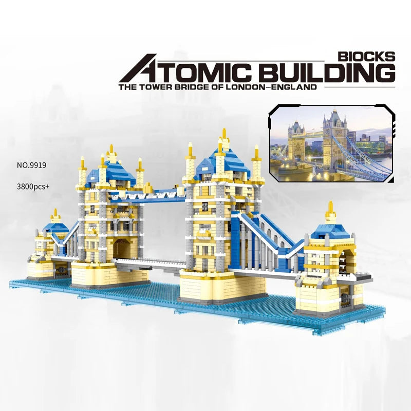World Famous Architecture Mini Block Tower Bridge London England United Kingdom Micro Building Bricks Toy Nanobricks For Gifts