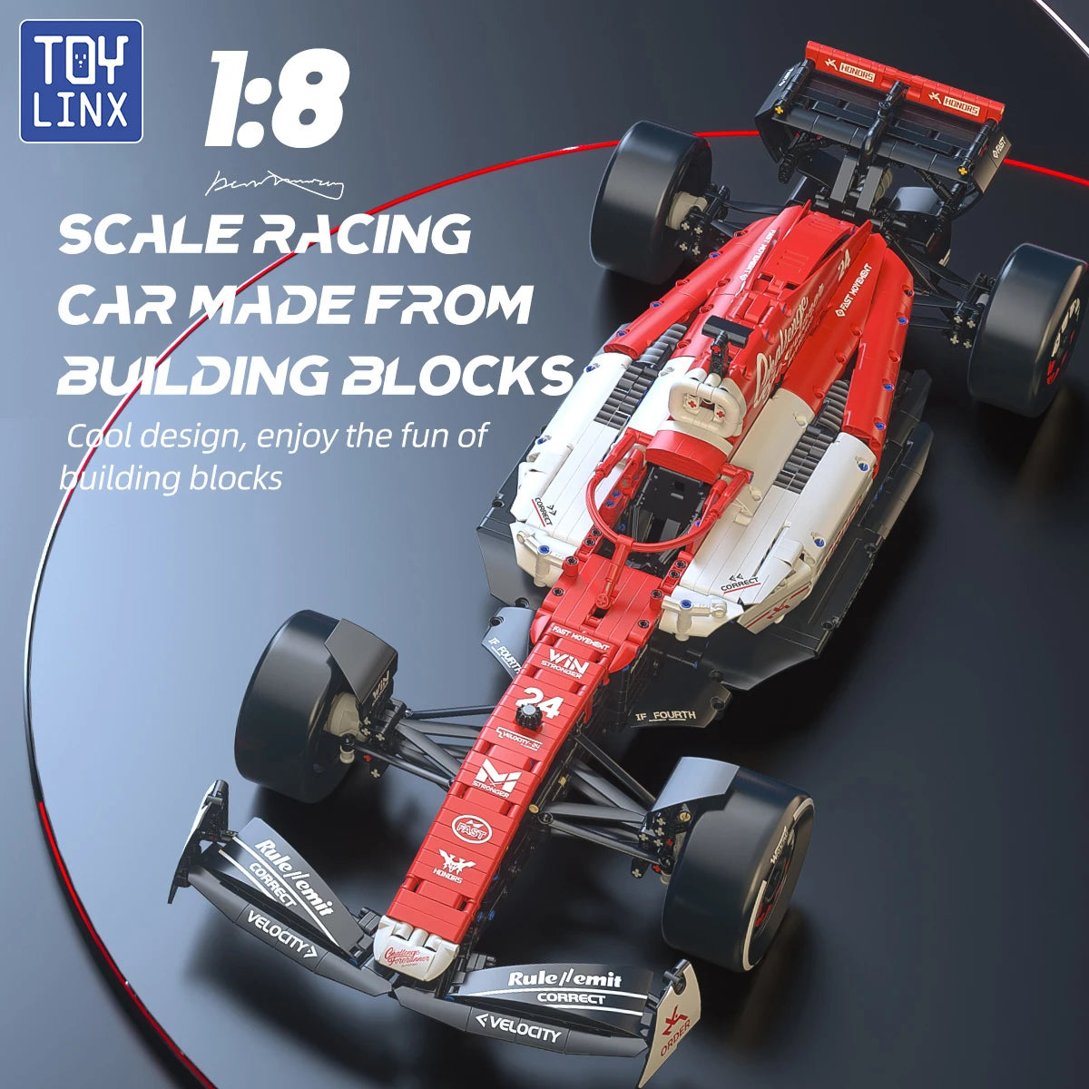 1768PCS 1:8 F1 Race Cars Building Sets MOC Building Blocks Car Cool Collectible Model Car Kits Toy Christmas Festive Gift Giving