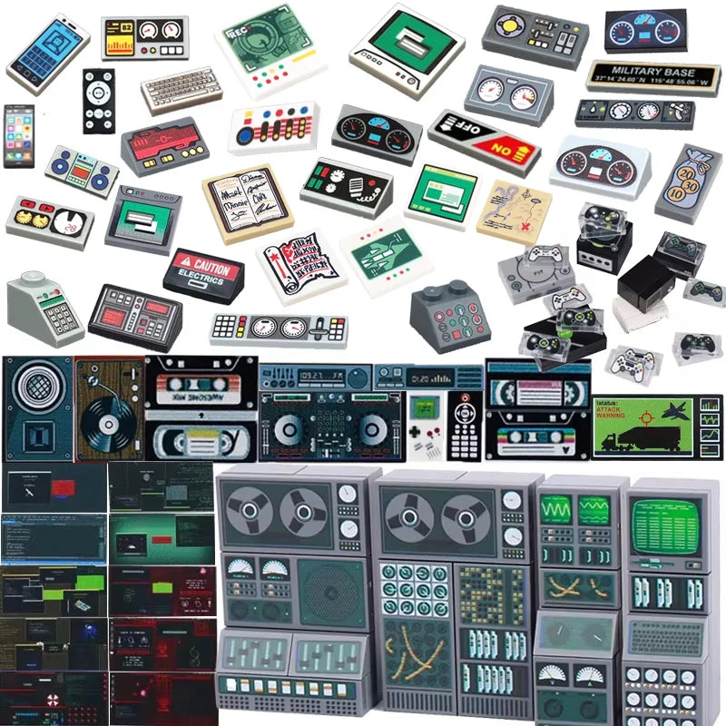 City Printed Accessories Building Blocks Computer Controller Monitor Keyboard Dashboard Mobile Phone Radio Mini Bricks Kids Toys - CADA BRICKS®