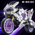 Brick Creative 1:8 Magic Cycling Purple Niu Moka 2 Deformed Motorcycle Locomotive Technology Assembly Building Block Toys