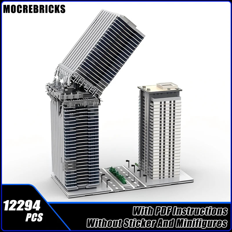 MOC City Street View Collapse Skyscraper Modular Architecture Technology Building Blocks Edifice Model Senior Bricks Toys Gifts