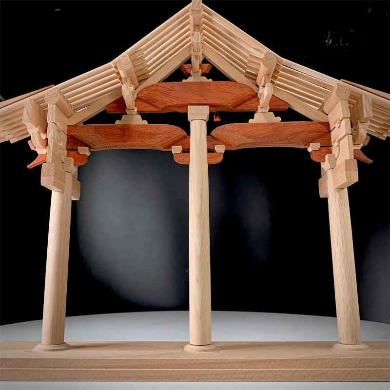 Song style hall grass frame Chinese ancient architecture bucket arch full tenon and mortise building block solid wood structure