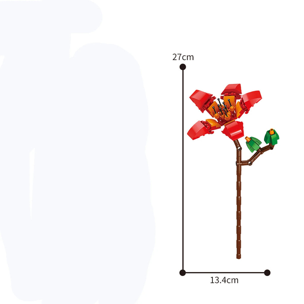 13 stiler pene blomster byggeklosser rose valentinsdag lavendel fersken liljekonvall tulipan klosser DIY hjemme dekorasjoner