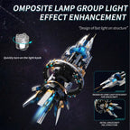 Roterbare romskip byggeklosser romutforskerflåte med lys romstasjon modellklosser puslespill leker gave til voksne og barn