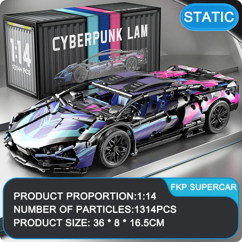 1314PCS Black Purple Lamborghinised Sian Sport Car Building Blocks Assemble Racing Vehicle Bricks Toys Birthday Gift For Kid Boy - CADA BRICKS®