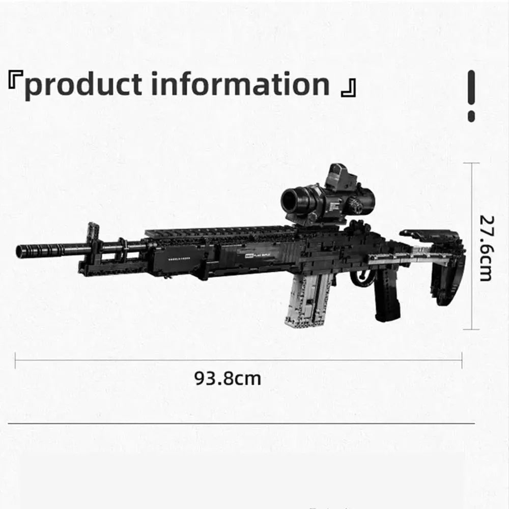 MOULD KING 14026 Ww2 Military Gun MK14 Battle Rifle Simulation Gun Model Building Blocks Weapon Bricks Toys Set for Kids Gifts