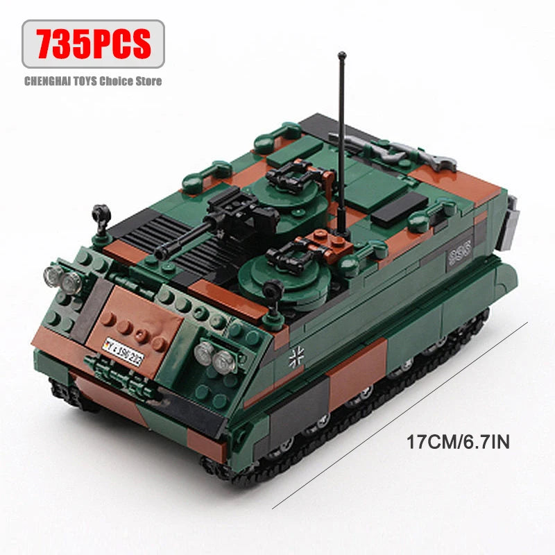 Military ww2 Cannon Assault Armored Vehicle Battle Tank Car Truck Army Weapon Building Blocks Sets Model Boys Toys for Kids Gift