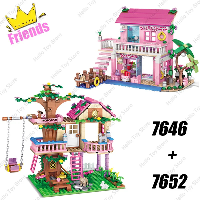 Girls Friendship Tree House Building Blocks Villa Castle Model Girl's Figure Doll Toy Wholesale And Retail Compatible Brick Gift