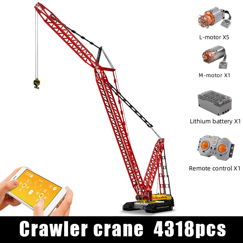 MOULD KING 17015 Technical Car Toys APP&RC Motorized Crawler Crane MOC Liebherr LR13000 Truck Building Blocks Bricks Kids Gifts