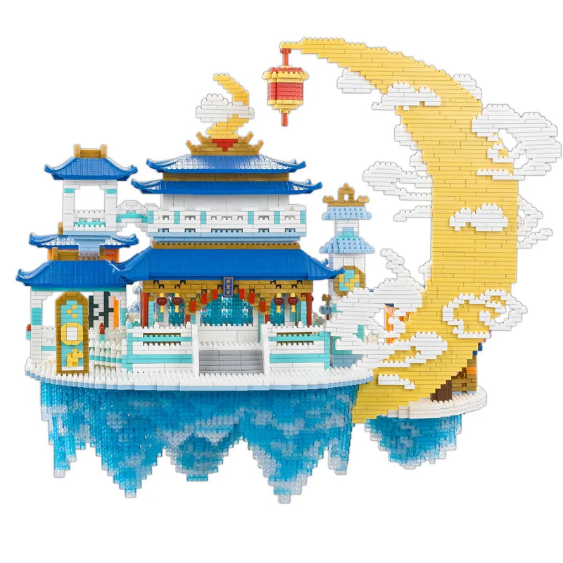 iDEA Chinese Moon Palace Micro Diamond Block China Mythology Wonderland Architecture Nanobrick Building Brick Toy With Light