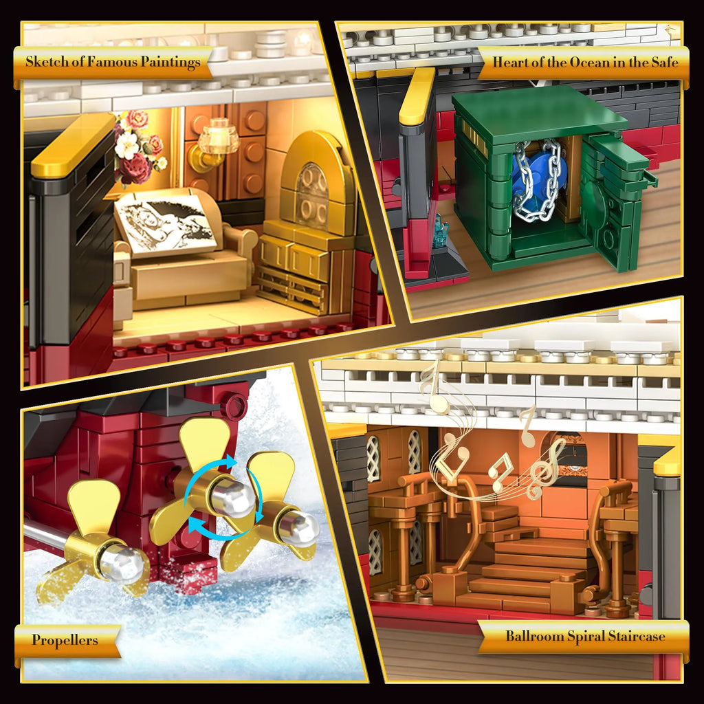 2288Pcs Titanic Model Creative Luxury Cruise Ship Set Moc City Boat Assembly Building Blocks with Lights Brick Toys For children