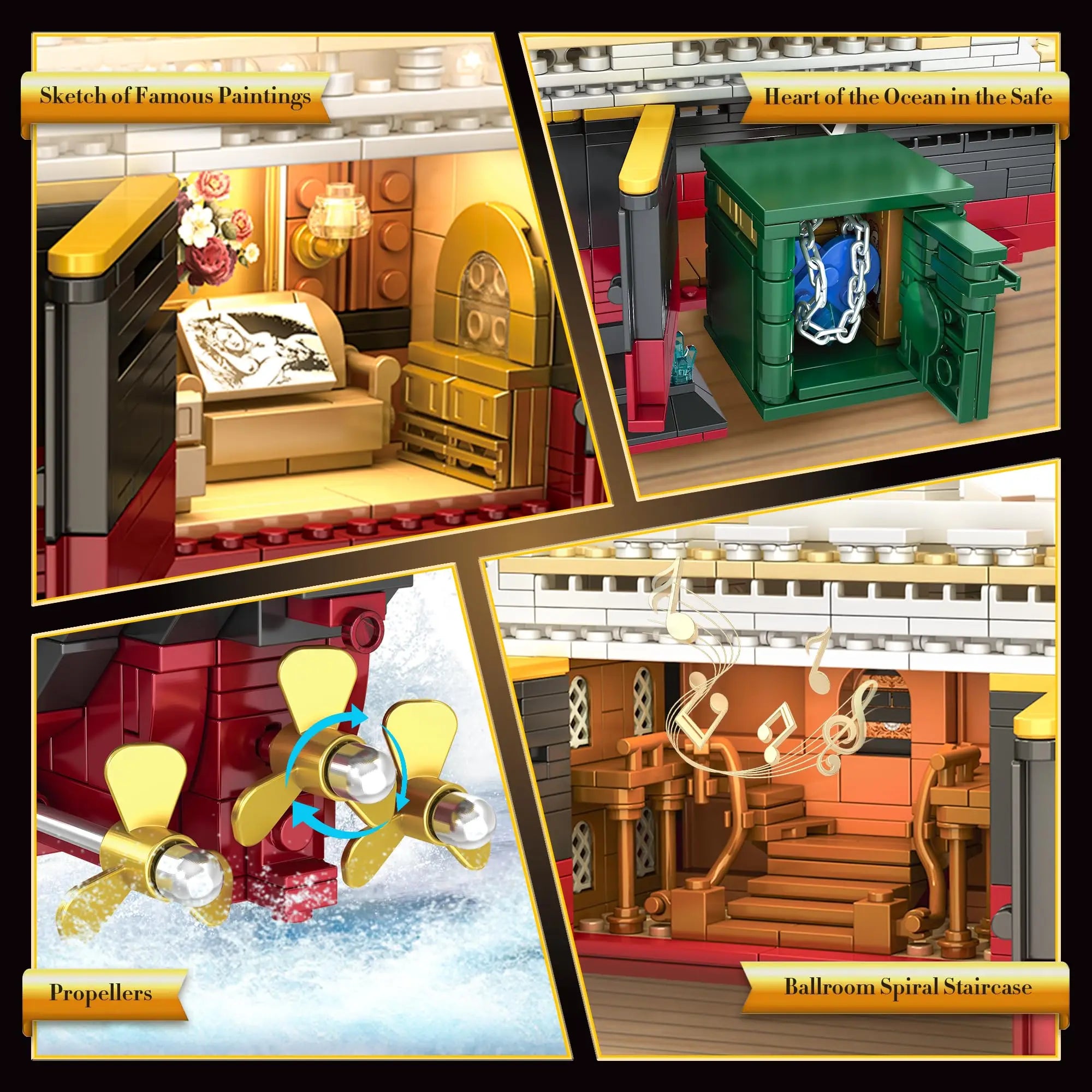 2288Pcs Titanic Model Creative Luxury Cruise Ship Set Moc City Boat Assembly Building Blocks with Lights Brick Toys For children