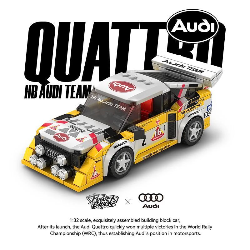 PB8812 1:32 City Speed Champions Sports Quattro S1 Auto Model Bouwstenen E2 Team Vrachtwagen Trailer Blokken Cadeaus Voor Jongens
