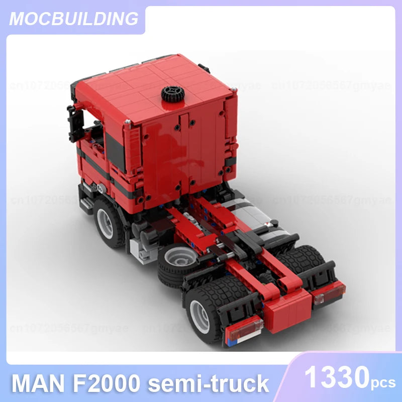 MAN F2000 V10 Semi-Truck Model MOC Building Blocks DIY Assemble Bricks Transportation Educational Creative Toys Gifts 1330PCS