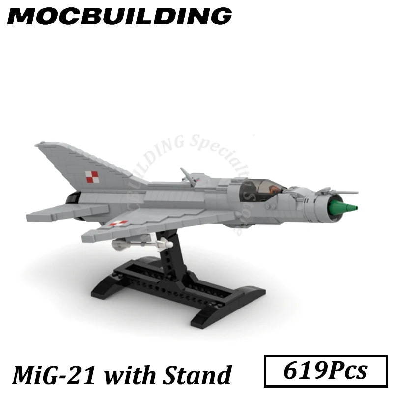 MiG 21 Model Battleplane Fighter Jet mig21 Airplane Aircraft  MOC Building Blocks Brick Gift Christmas Presents