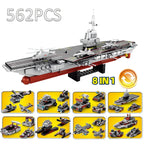 Military Ship Army Ocean Cruiser Warship Building Blocks Aircraft Weapon Ship Bricks City Toys for Children Boy Christmas Gift - CADA BRICKS®