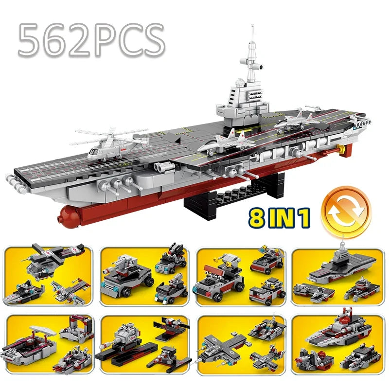 Military Ship Army Ocean Cruiser Warship Building Blocks Aircraft Weapon Ship Bricks City Toys for Children Boy Christmas Gift - CADA BRICKS®