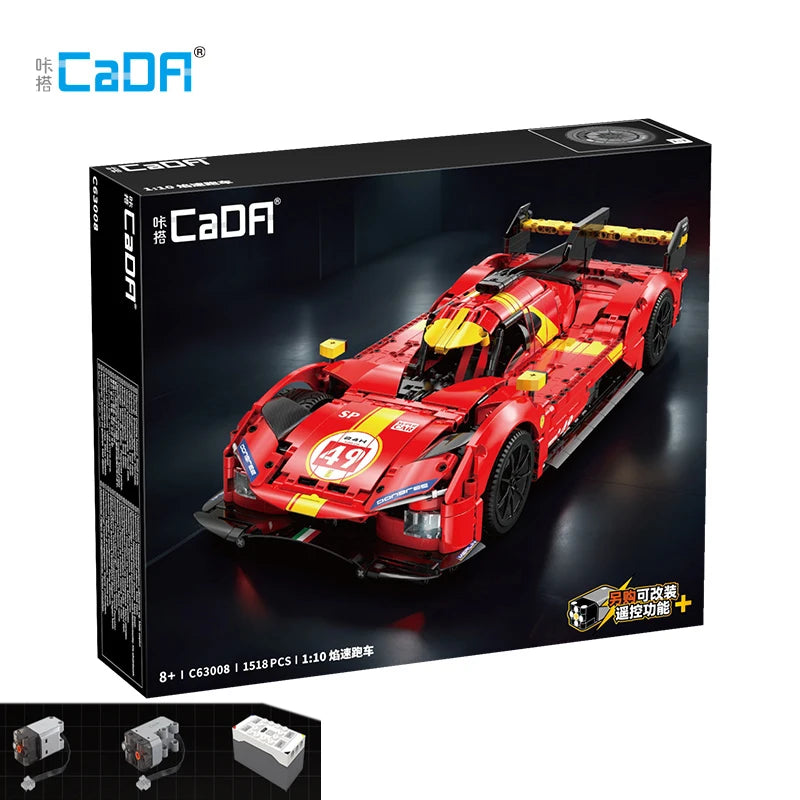 1518Pcs 1:10 Cada MOC City Remote Control Flame Racing Car Model Building Blocks RC V6 Sports Vehicle Bricks Toys Festival Gifts - CADA BRICKS®