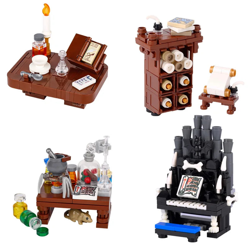 Magic Potion Crafting Blocks – Medieval Alchemy Lab, Witches’ Workbench, Crystal Jars & Furniture Bricks Educational Toy