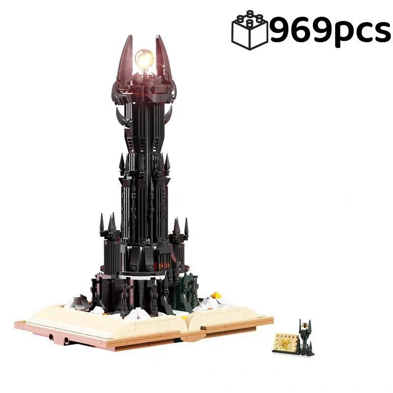 966PCS Black Tower Magic Book Building Blocks Dark Magic Castle Model Assembly Bricks With Lights Kid Toys Christmas Gifts - CADA BRICKS®