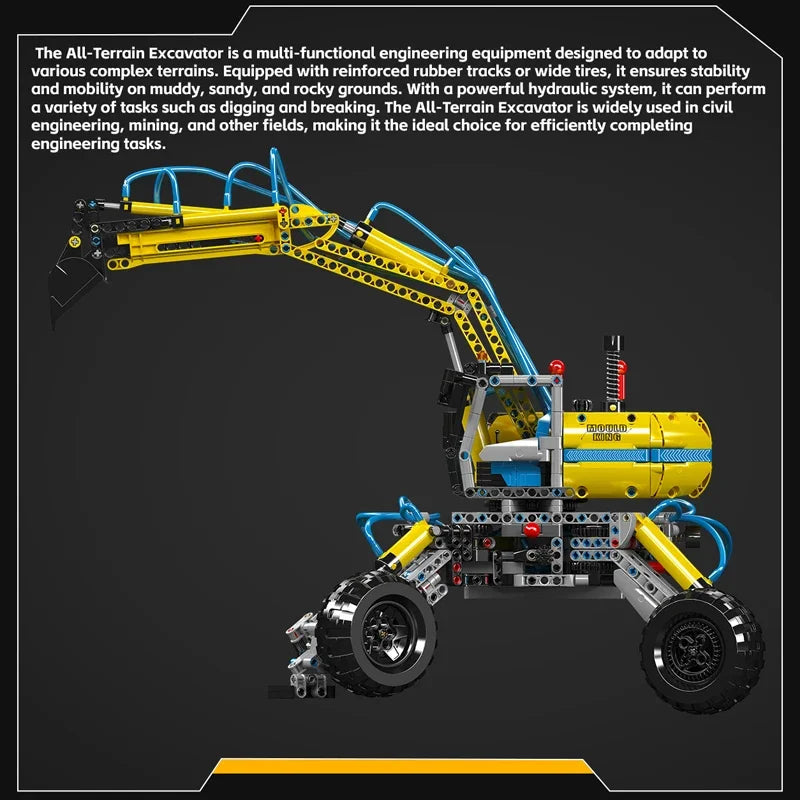 MOULD KING 17060 Technical Pneumatic All-Terrain Excavator Truck Building Block Excavator Car Bricks Toys For Kids Gifts