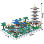 5186PCS Chinese Architecture Micro Building "Hangzhou West Lake "DIY Diamond Bricks with Ligh Toy for Kids Adult Gift
