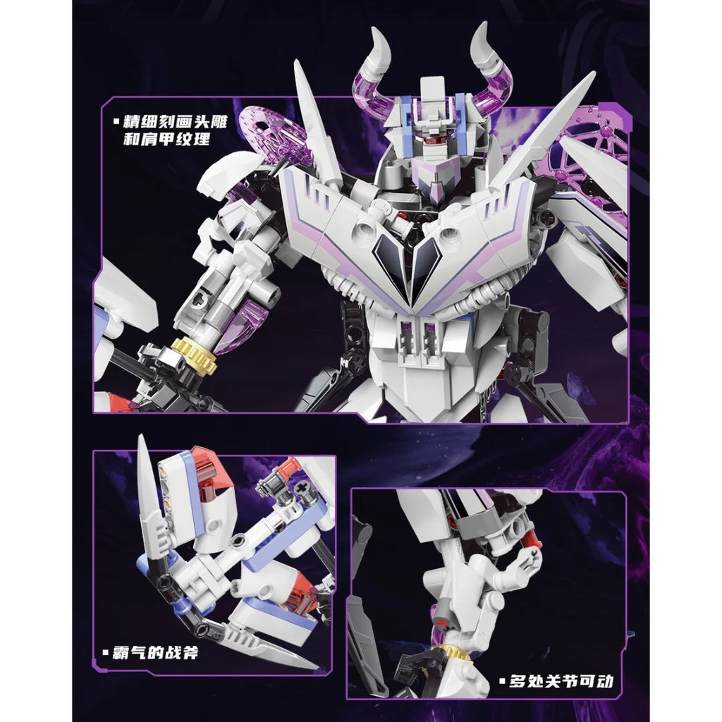 Brick Creative 1:8 Magic Cycling Purple Niu Moka 2 Deformed Motorcycle Locomotive Technology Assembly Building Block Toys