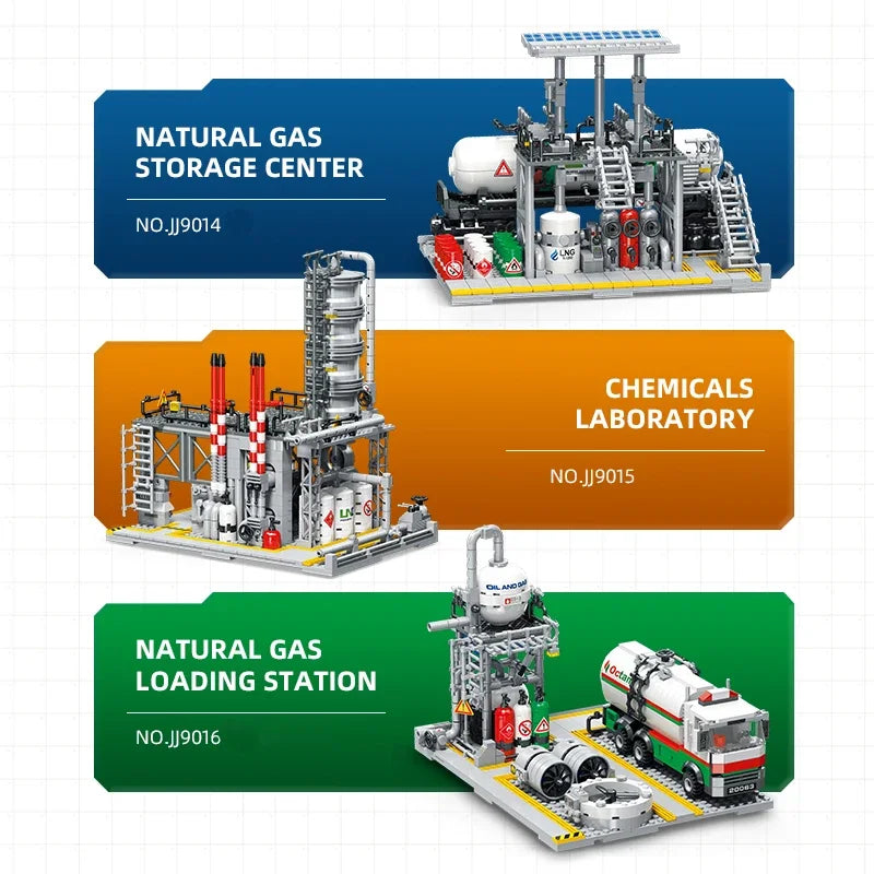 Bygate Utsikt Byggeklosser Naturgasslagringssenter Laboratorium Transportstasjon 3 i 1 Monteringsmodell Klosser Gave til Barn