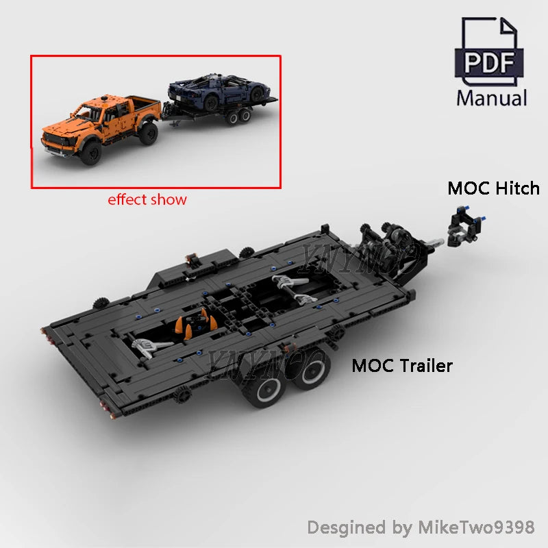 Technical Can Tilted Pickups F-150 Raptor Trailer Model Building Blocks DIY 42126 MOD Bricks Assembly Set Children's Toy Gifts