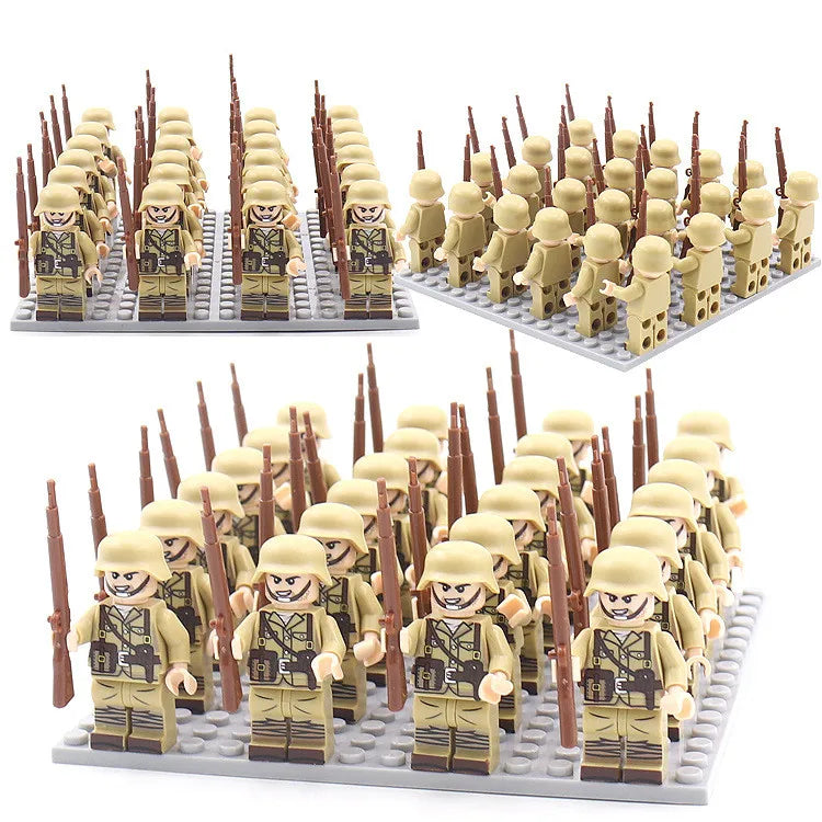 24pcs WW2 Military Army Soldier Soviet US UK German France Building Blocks Set Model Bricks Action Figures Weapon Toys Kids Gift - CADA BRICKS®