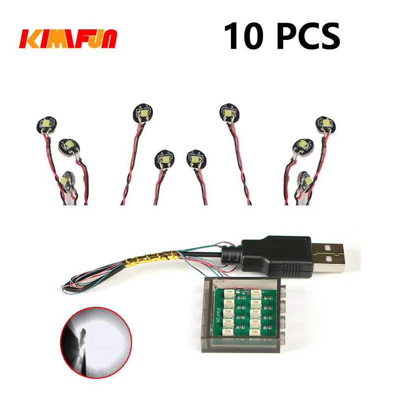 10PCS 0.8mm Pin RGB LED Building Blocks USB Lamp DIY Street Light City Electric Decorate 1X1 Brick Toy Compatible All Brands - CADA BRICKS®