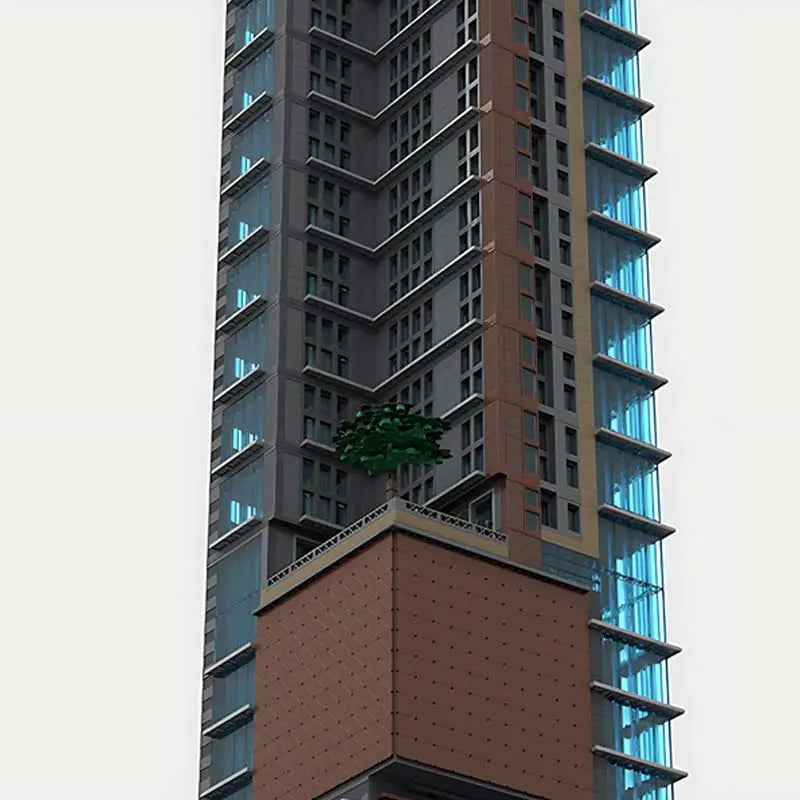 MOC Modular Apartment Building Blocks City Center Skyscraper Model Bricks Desktop Decorative Toy Children's Collectible Gift