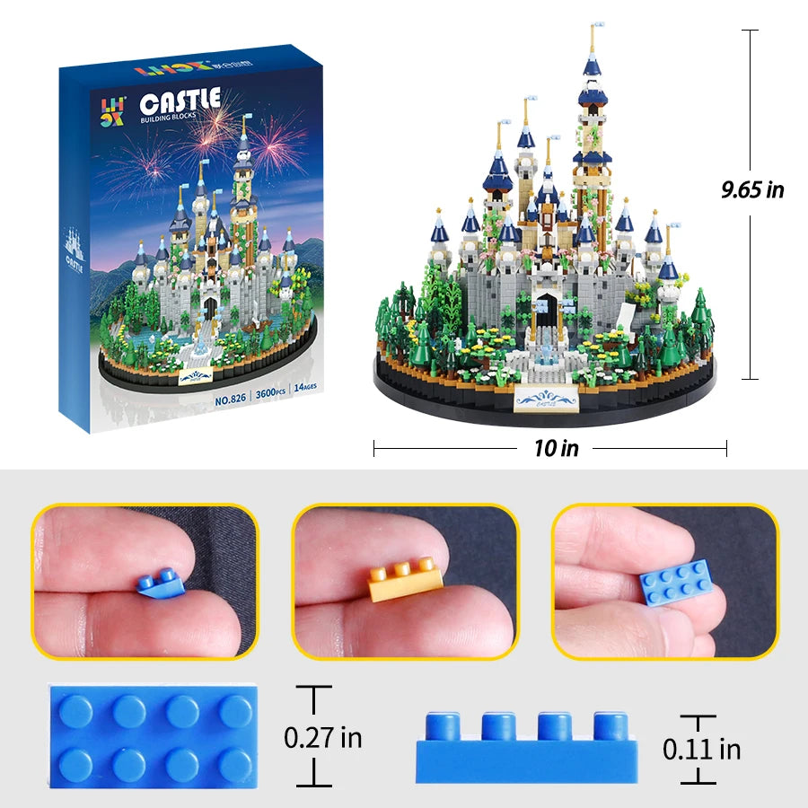3600PCS Cartoon Dream Tale Princess Castle Architecture Building Blocks Street View Micro Model Bricks Toys For Girls Kids Gift