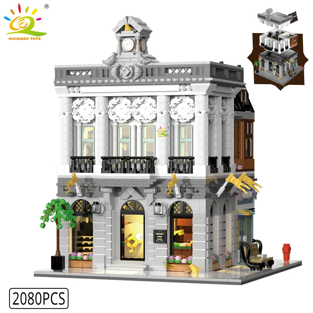 HUIQIBAO Toys MOC City Corner Coffee Shop Architecture Style Street View Micro Building Blocks for Children Construction Bricks - CADA BRICKS®