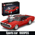 Mould King 10112 Technical Car Building Block The Red Charger Sport Racing Car Model Assembly Brick Toys Kids Christmas Gift