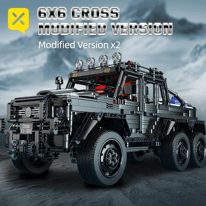 ToylinX Off-Road SUV Black Kits 1/8 Scale Pickup Truck Car Challenge Building Blocks Gift for Technical Enthusiasts Adults