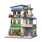 Chinese village hairdressers House Breakfast bar Buildings Sets,City Apartment Store Model Modular Buildings Blocks Gift 3165PCS