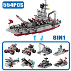 Military Ship Army Ocean Cruiser Warship Building Blocks Aircraft Weapon Ship Bricks City Toys for Children Boy Christmas Gift - CADA BRICKS®