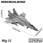 Mig 31 Aircraft Fighter Jet Plane Model MOC Building Blocks Display Construction Brick Toys Gifts Christmas