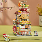 Mini City Japanese Street View Modular Villa Retro Noodle Shop Store Friends House MOC Architecture Building Blocks Set for Kids