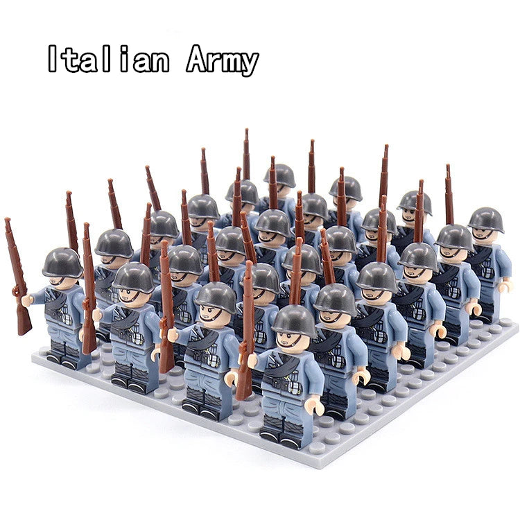 24pcs WW2 Military Army Soldier Soviet US UK German France Building Blocks Set Model Bricks Action Figures Weapon Toys Kids Gift - CADA BRICKS®